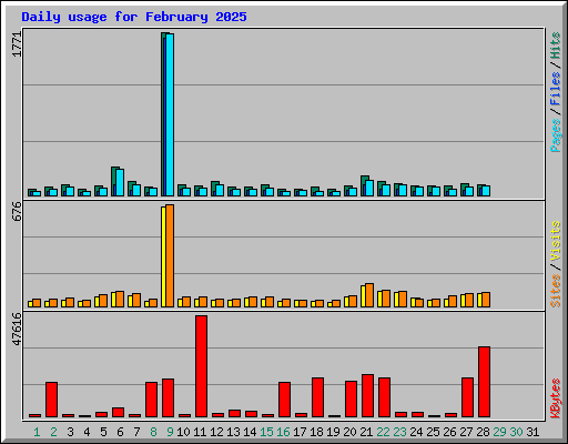 Daily usage for February 2025