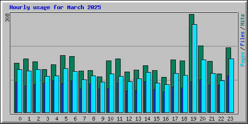 Hourly usage for March 2025